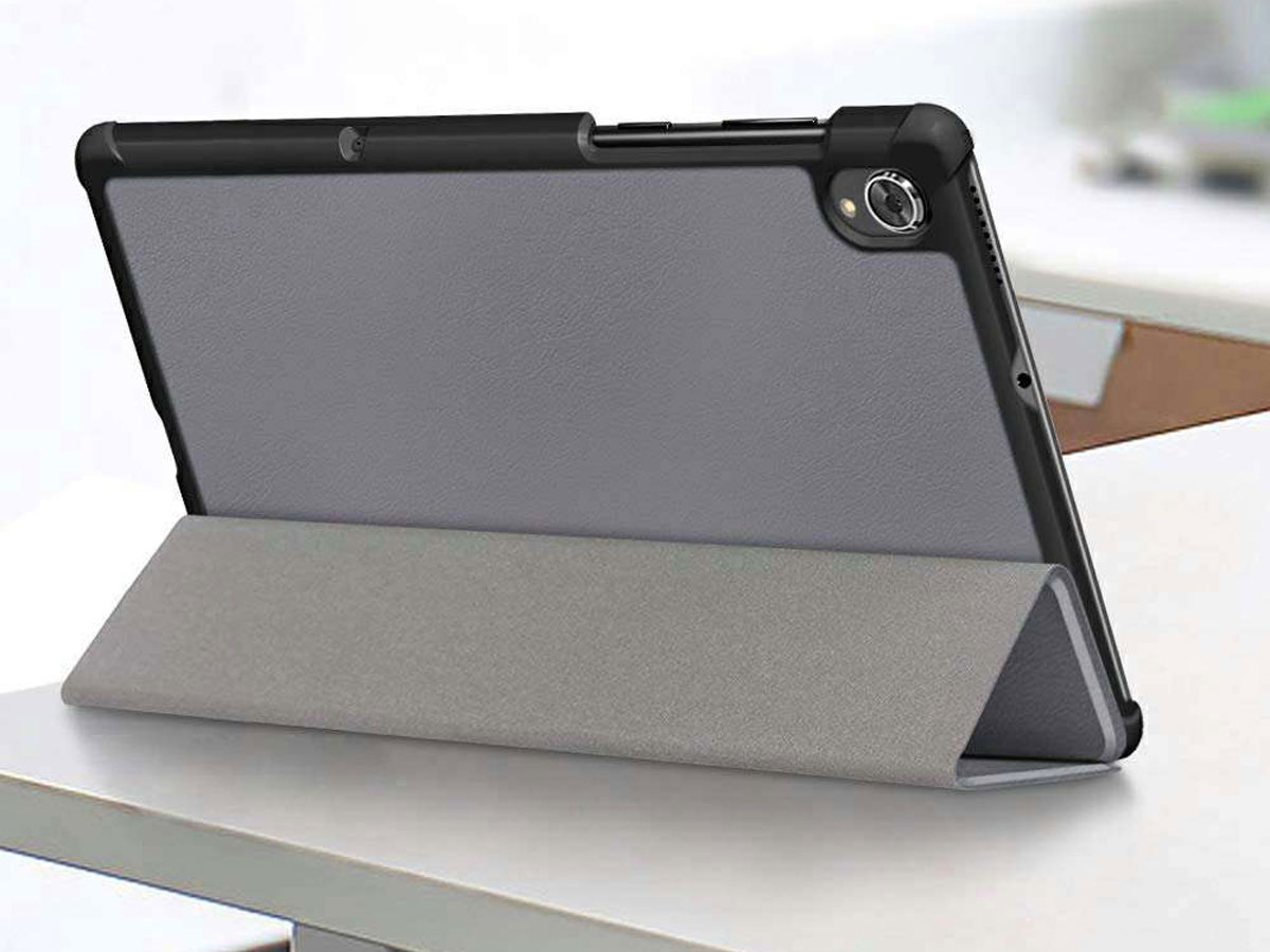 Smart Tri-Fold Bookcase Grijs - Lenovo Tab K10 Hoesje