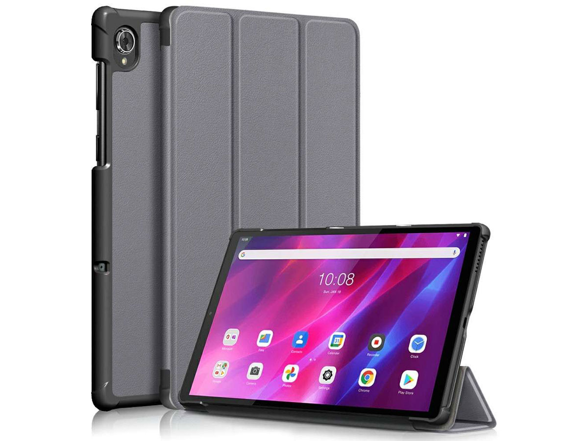 Smart Tri-Fold Bookcase Grijs - Lenovo Tab K10 Hoesje