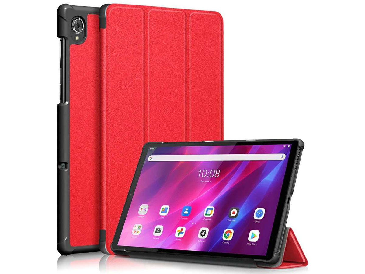 Smart Tri-Fold Bookcase Rood - Lenovo Tab K10 Hoesje