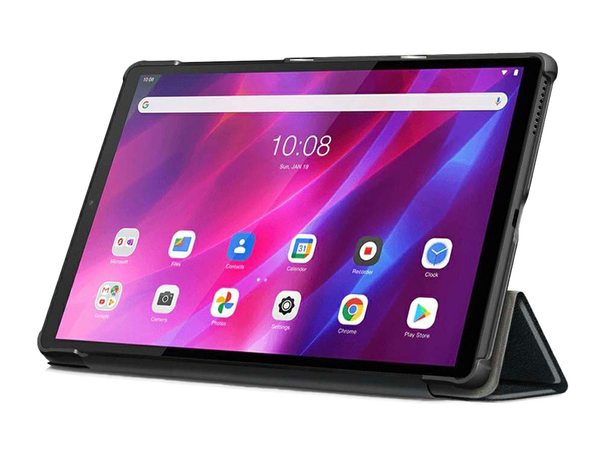 Smart Tri-Fold Bookcase Zwart - Lenovo Tab K10 Hoesje