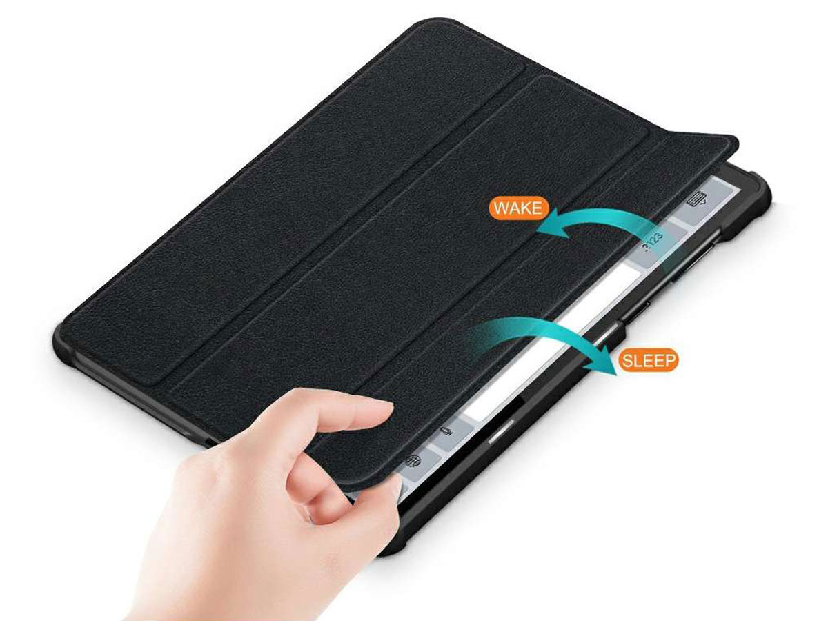 Smart Tri-Fold Bookcase Zwart - Lenovo Tab K10 Hoesje