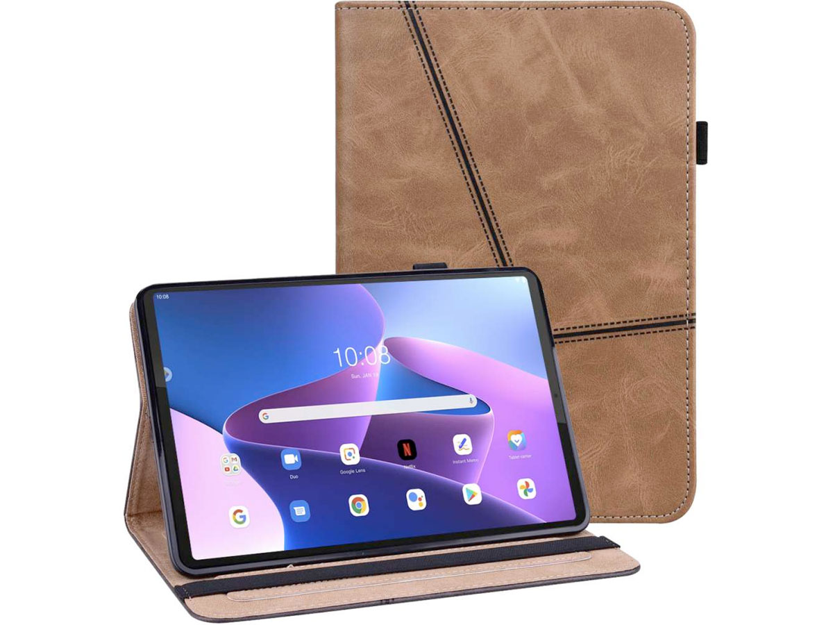 Geometric PU Folio Case Bruin - Lenovo Tab M10 Plus (3e gen) Hoesje