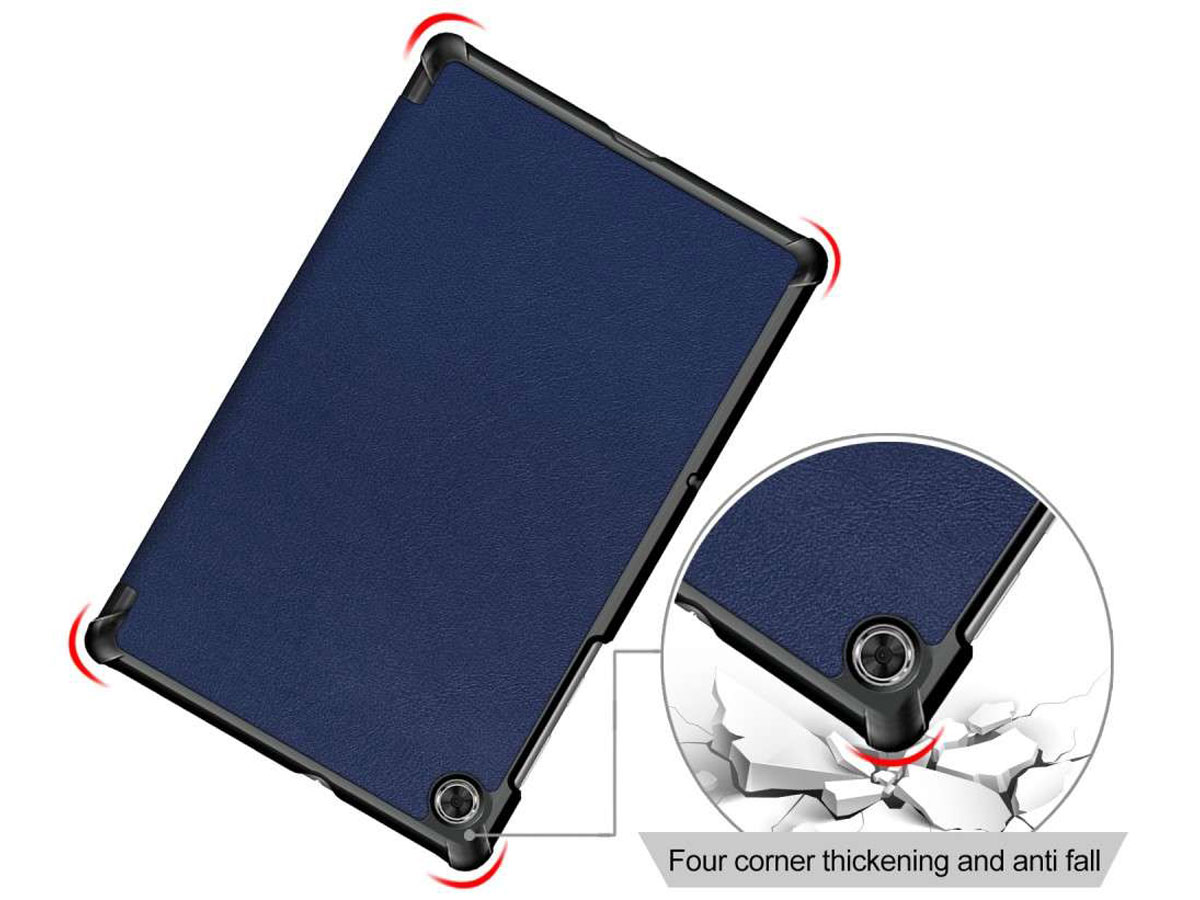 Smart Tri-Fold Bookcase Blauw - Lenovo Tab M10 Plus Hoesje