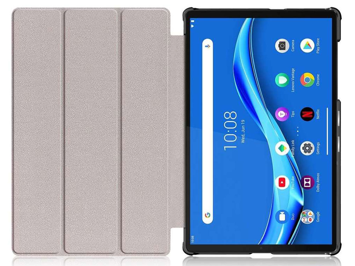 Smart Tri-Fold Bookcase Grijs - Lenovo Tab M10 Plus Hoesje