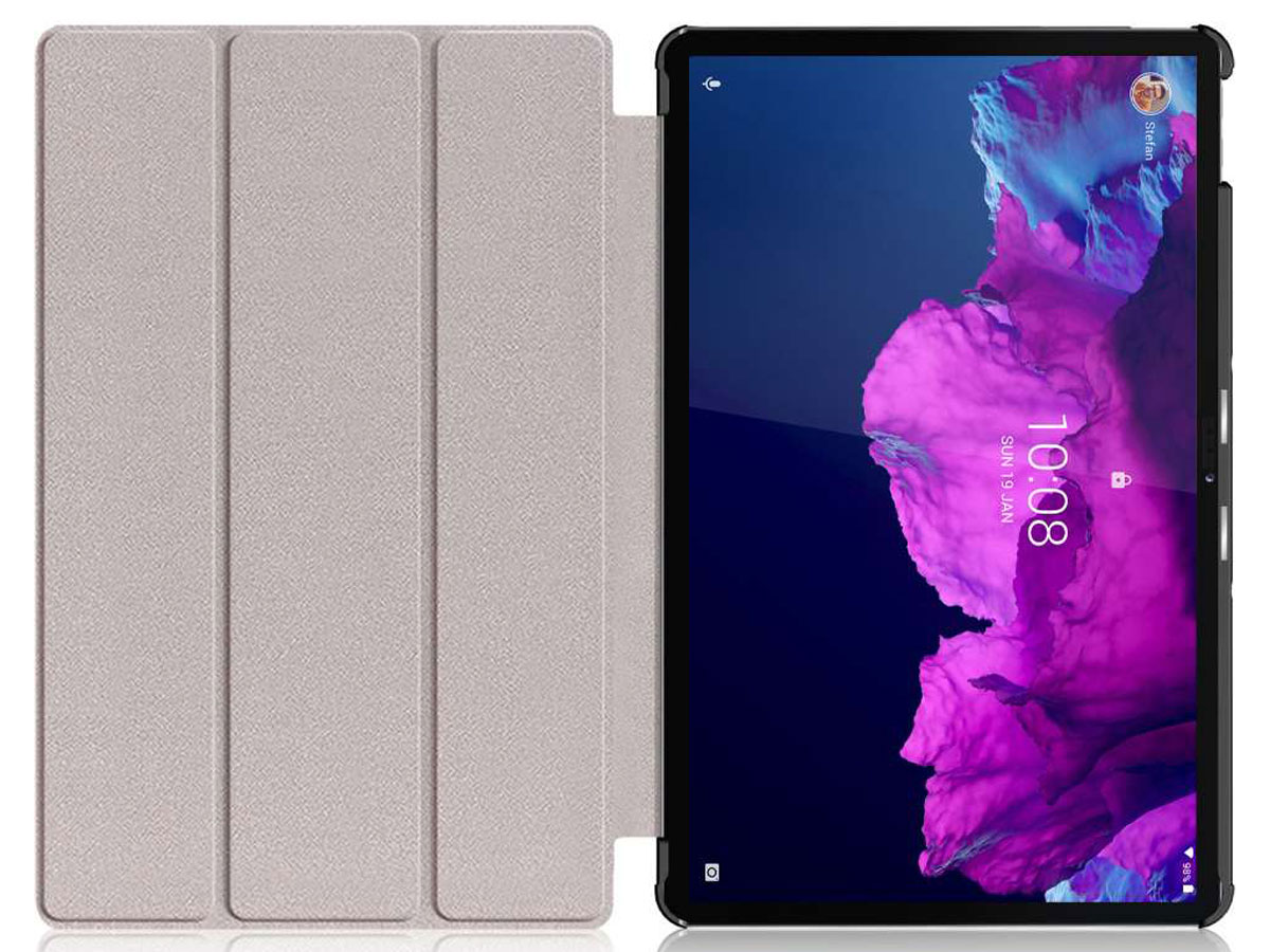 Smart Tri-Fold Bookcase Blauw - Lenovo Tab P11 (Plus) Hoesje