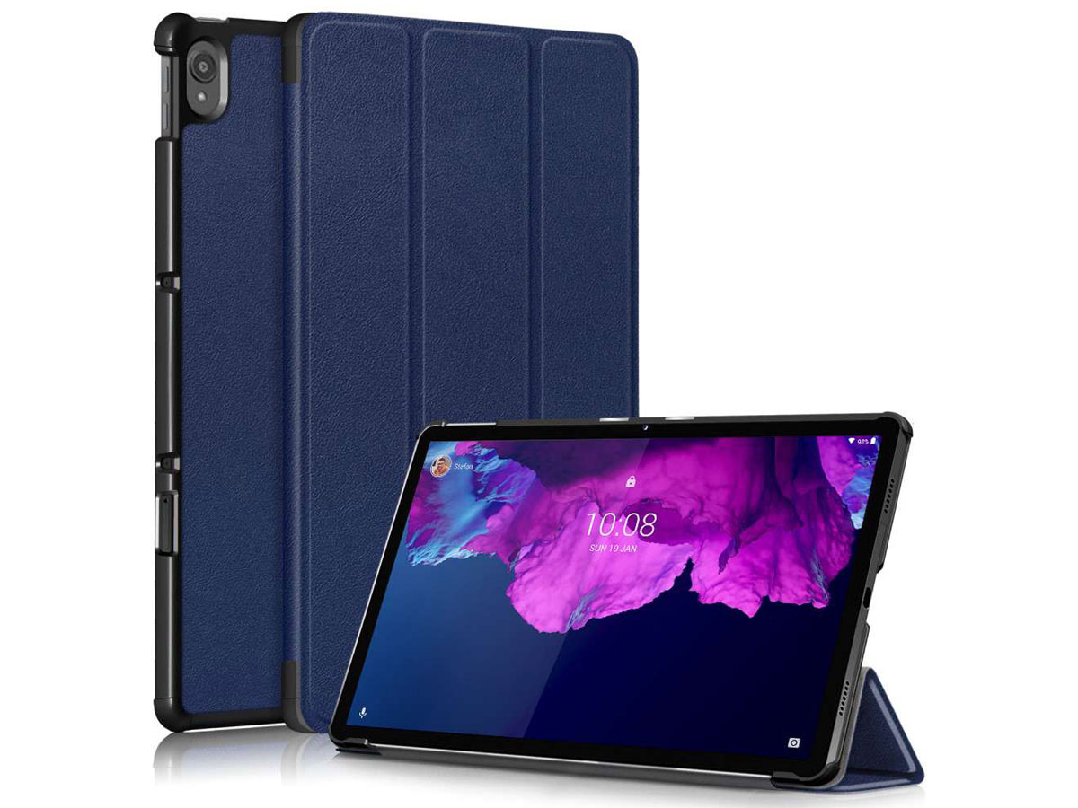 Smart Tri-Fold Bookcase Blauw - Lenovo Tab P11 (Plus) Hoesje