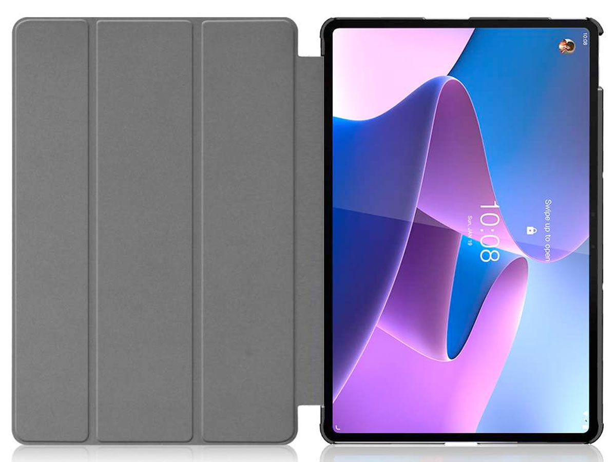 Smart Tri-Fold Bookcase Grijs - Lenovo Tab P12 Pro Hoesje