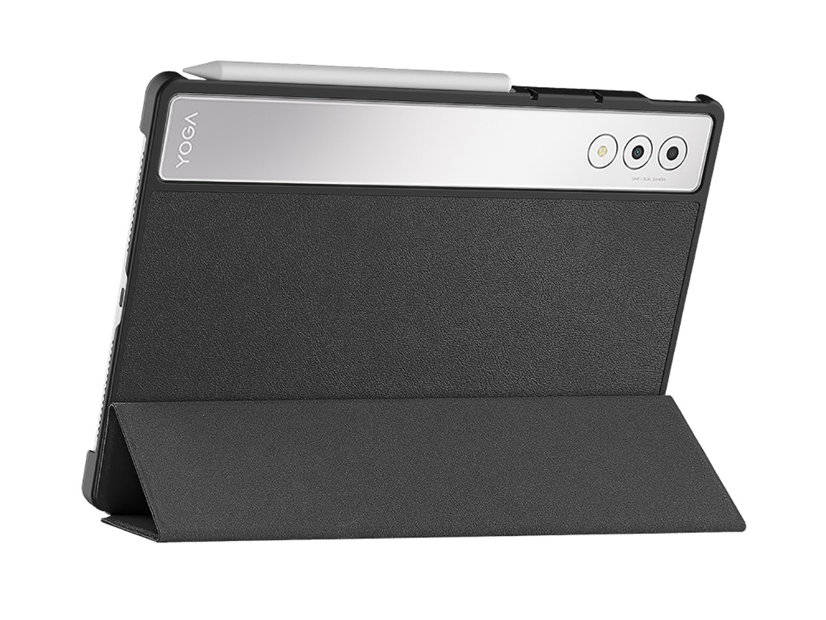 Just in Case Smart Trifold Bookcase Zwart - Lenovo Yoga Tab Plus Hoesje
