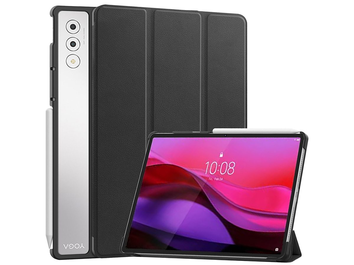 Just in Case Smart Trifold Bookcase Zwart - Lenovo Yoga Tab Plus Hoesje