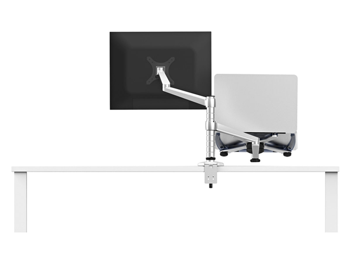 Monitor Arm Enkel met Laptopstandaard - Aluminium MA7X