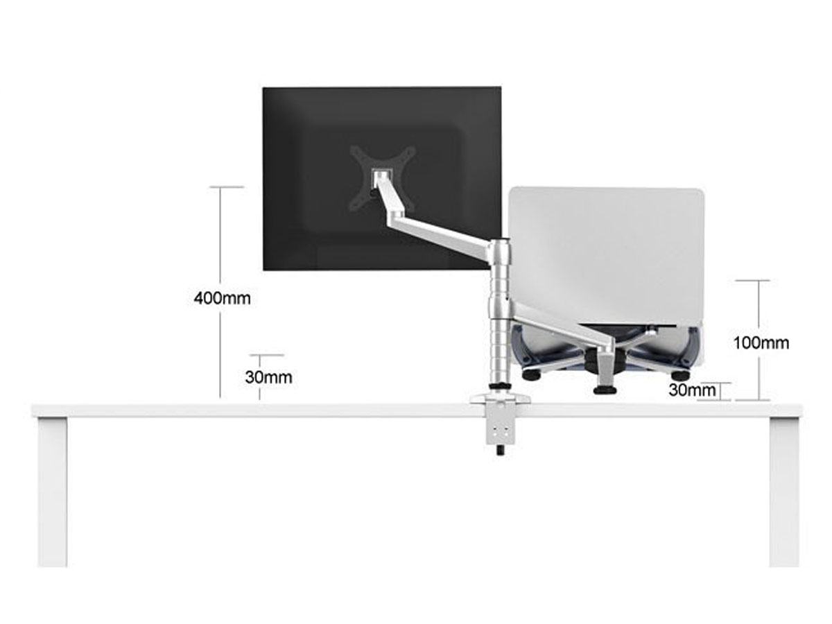 Monitor Arm Enkel met Laptopstandaard - Aluminium MA7X