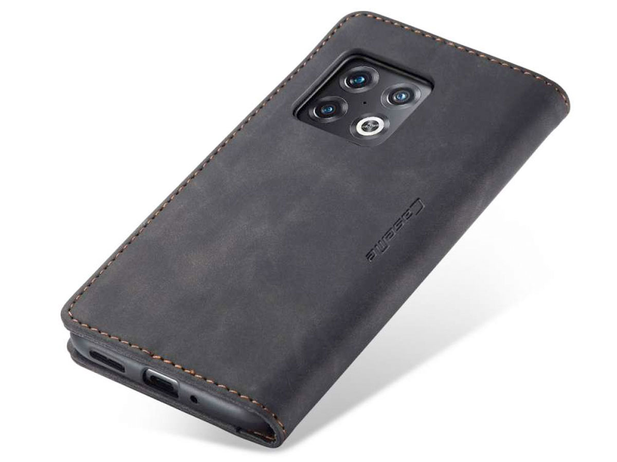 CaseMe Vintage BookCase Zwart - OnePlus 10 Pro hoesje