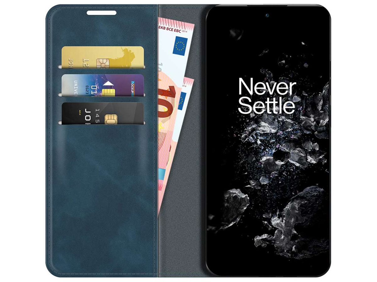 Just in Case Slim Wallet Case Blauw - OnePlus 10T hoesje