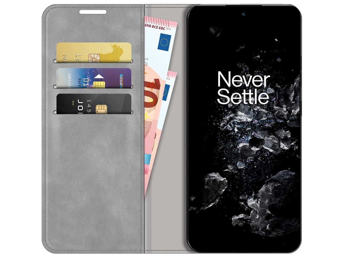 Just in Case Slim Wallet Case Grijs - OnePlus 10T hoesje