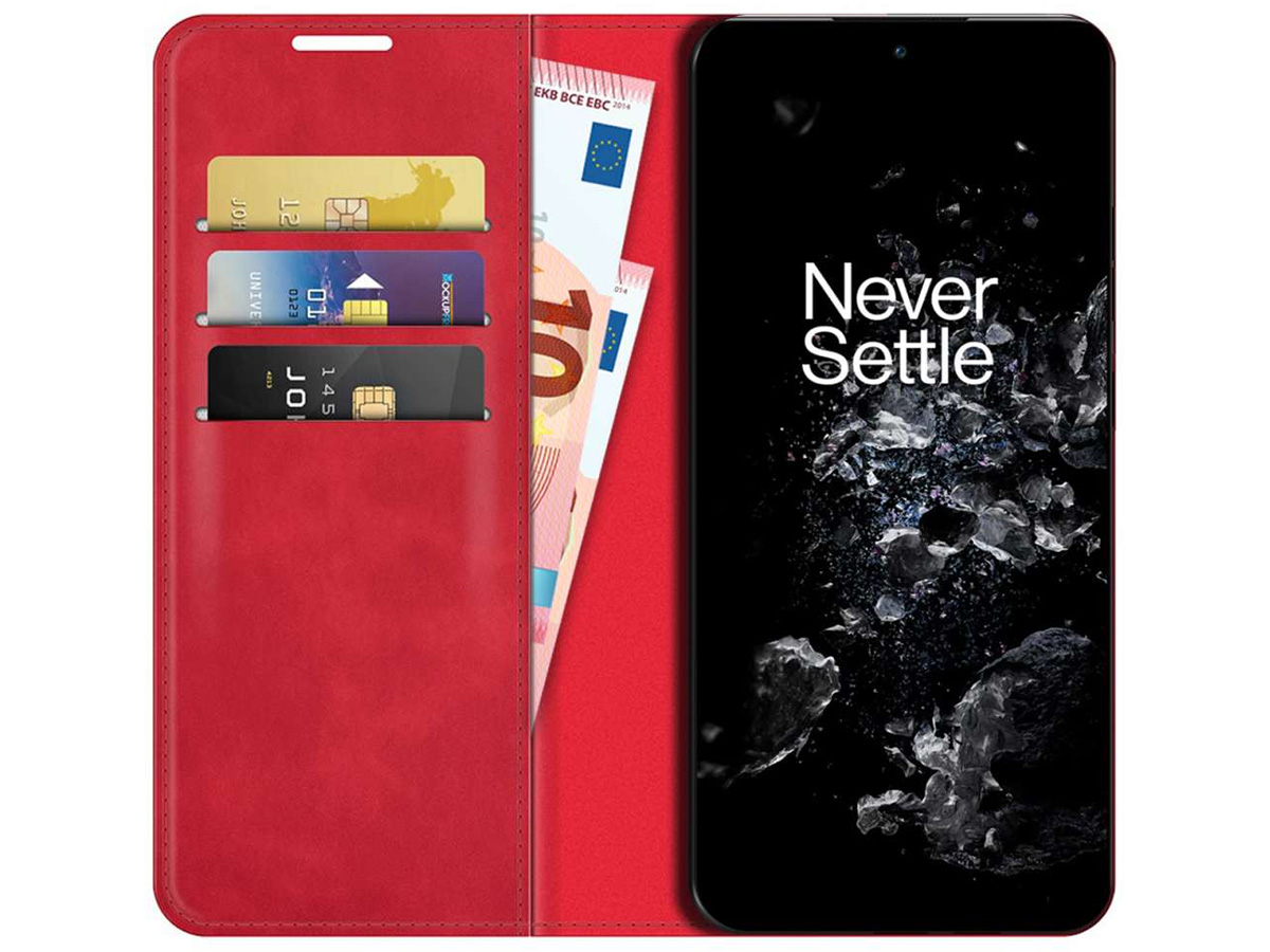 Just in Case Slim Wallet Case Rood - OnePlus 10T hoesje