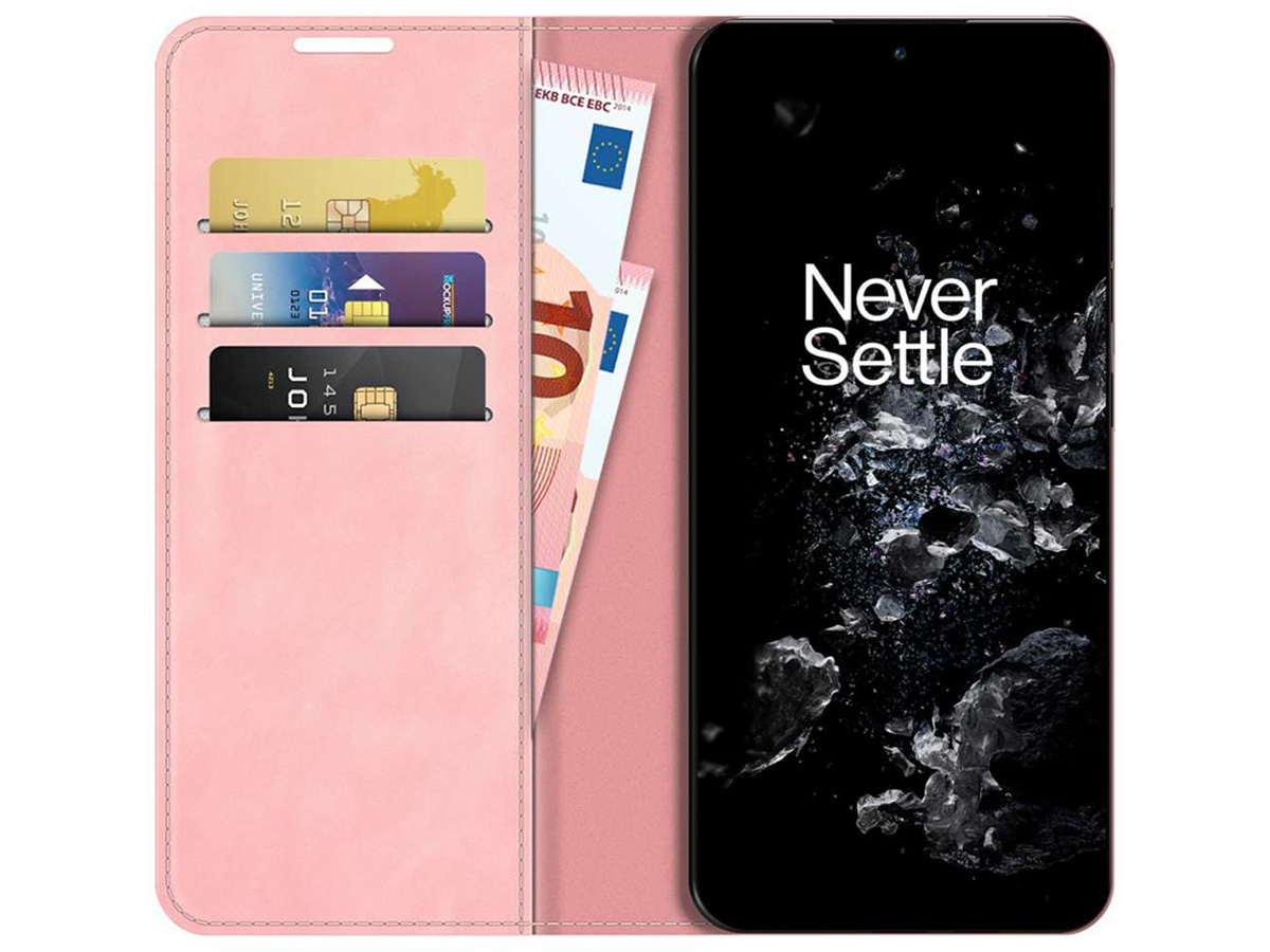 Just in Case Slim Wallet Case Roze - OnePlus 10T hoesje