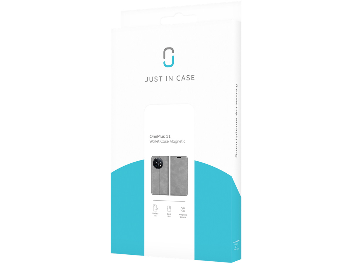 Just in Case Slim Wallet Case Grijs - OnePlus 11 hoesje