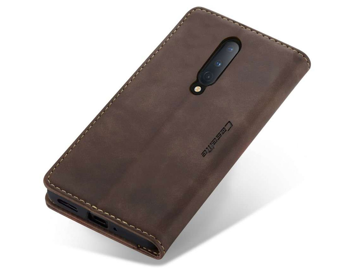 CaseMe Vintage BookCase Bruin - OnePlus 8 hoesje