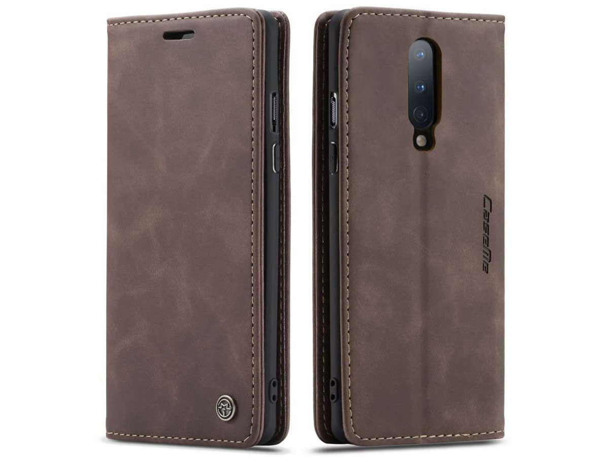 CaseMe Vintage BookCase Bruin - OnePlus 8 hoesje