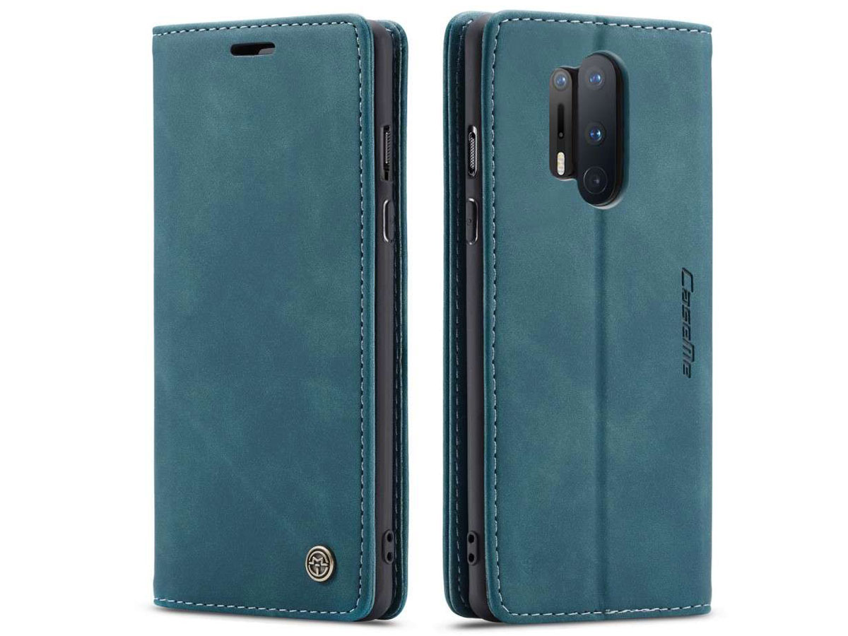 CaseMe Vintage BookCase Blauw - OnePlus 8 Pro hoesje