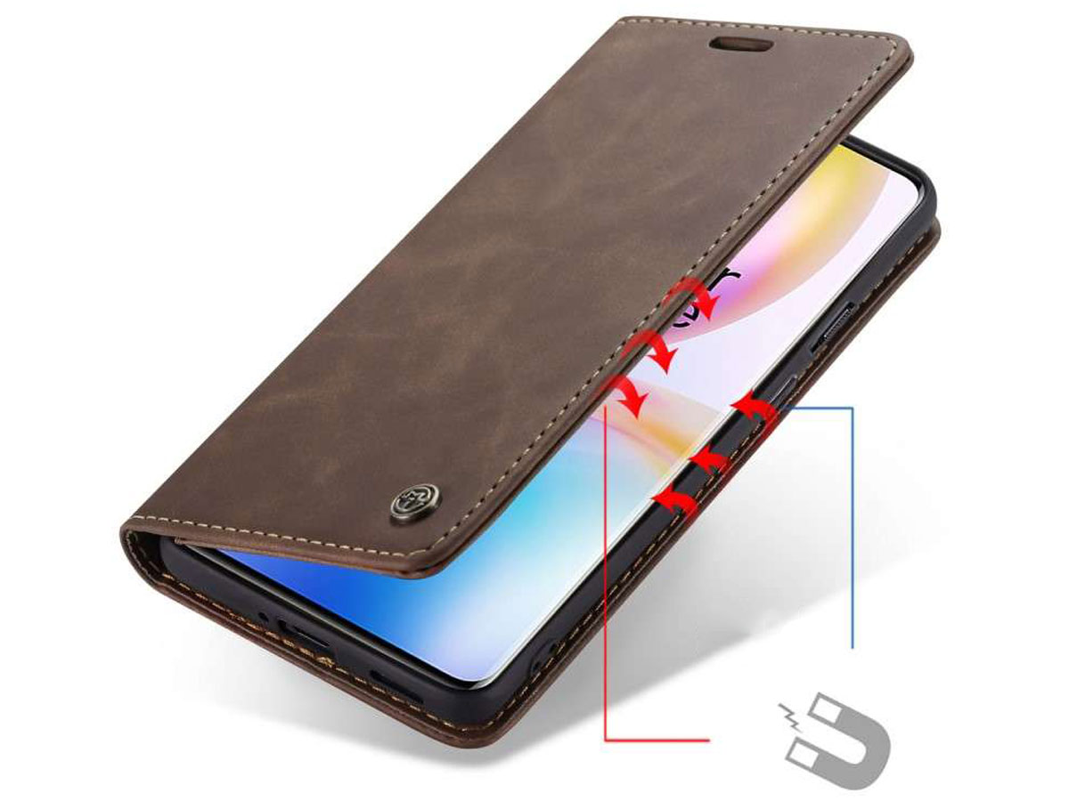 CaseMe Vintage BookCase Bruin - OnePlus 8 Pro hoesje