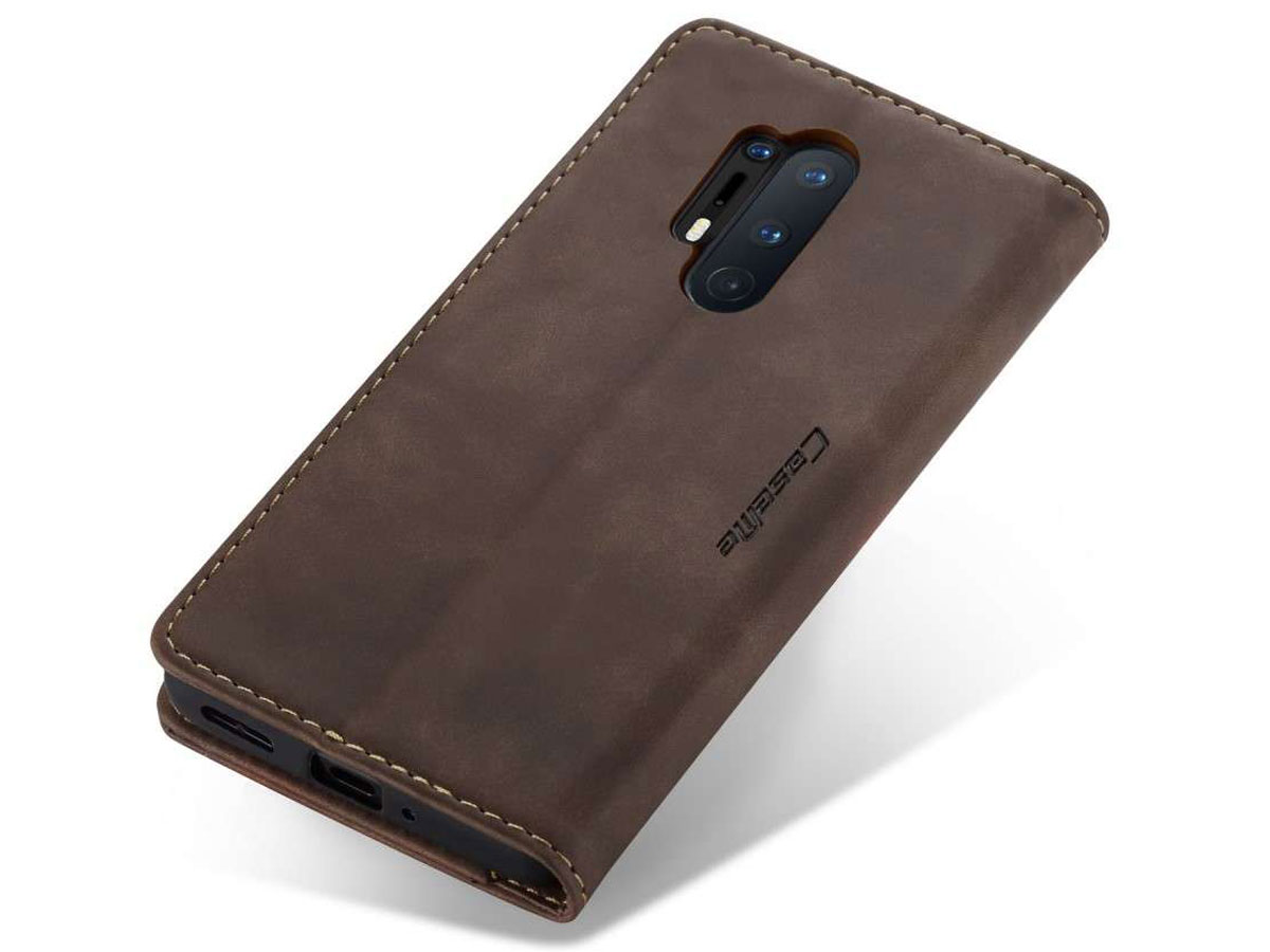 CaseMe Vintage BookCase Bruin - OnePlus 8 Pro hoesje