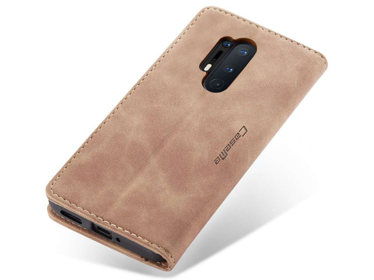 CaseMe Vintage BookCase Tan - OnePlus 8 Pro hoesje