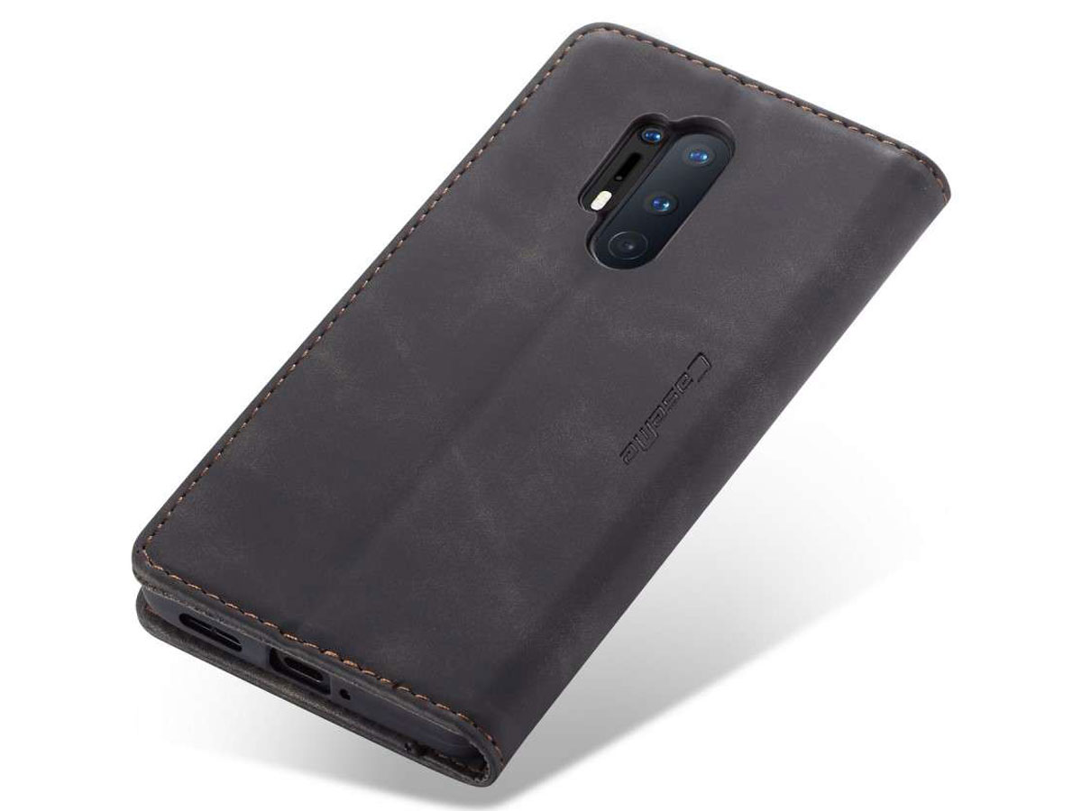 CaseMe Vintage BookCase Zwart - OnePlus 8 Pro hoesje