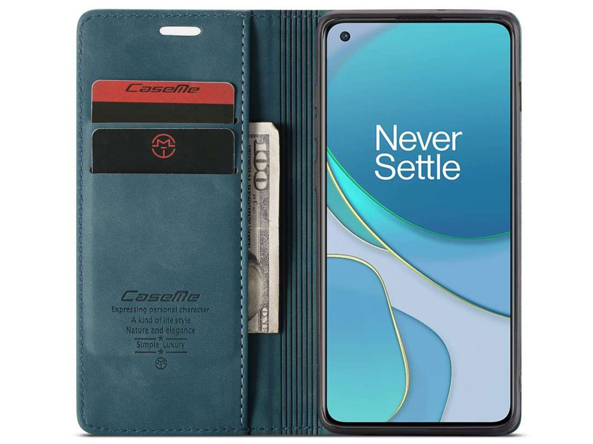 CaseMe Vintage BookCase Blauw - OnePlus 8T hoesje