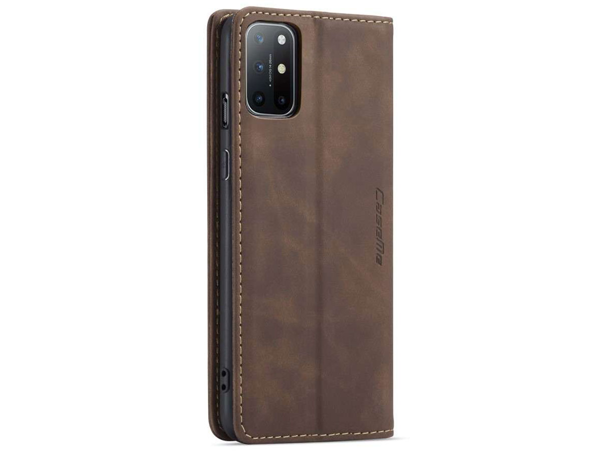 CaseMe Vintage BookCase Coffee - OnePlus 8T hoesje