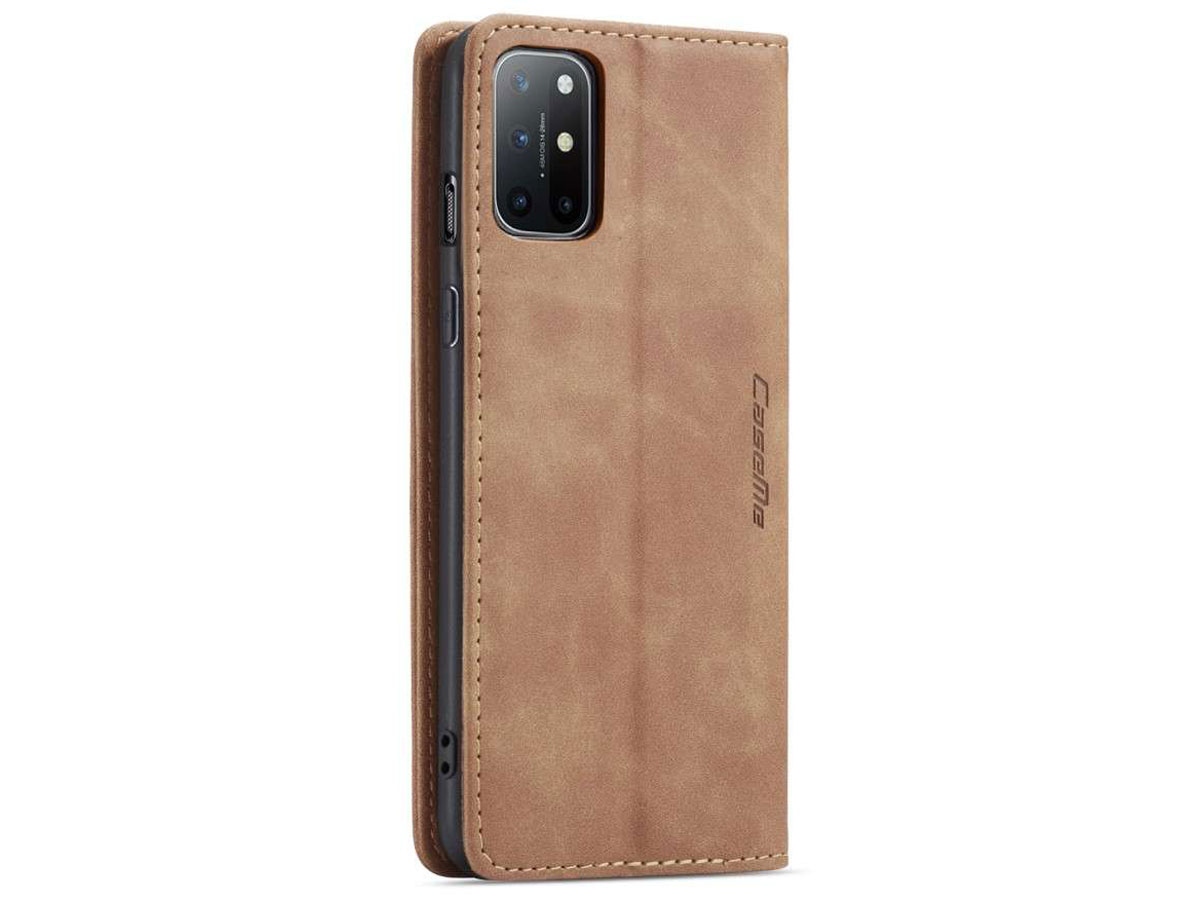 CaseMe Vintage BookCase Tan - OnePlus 8T hoesje