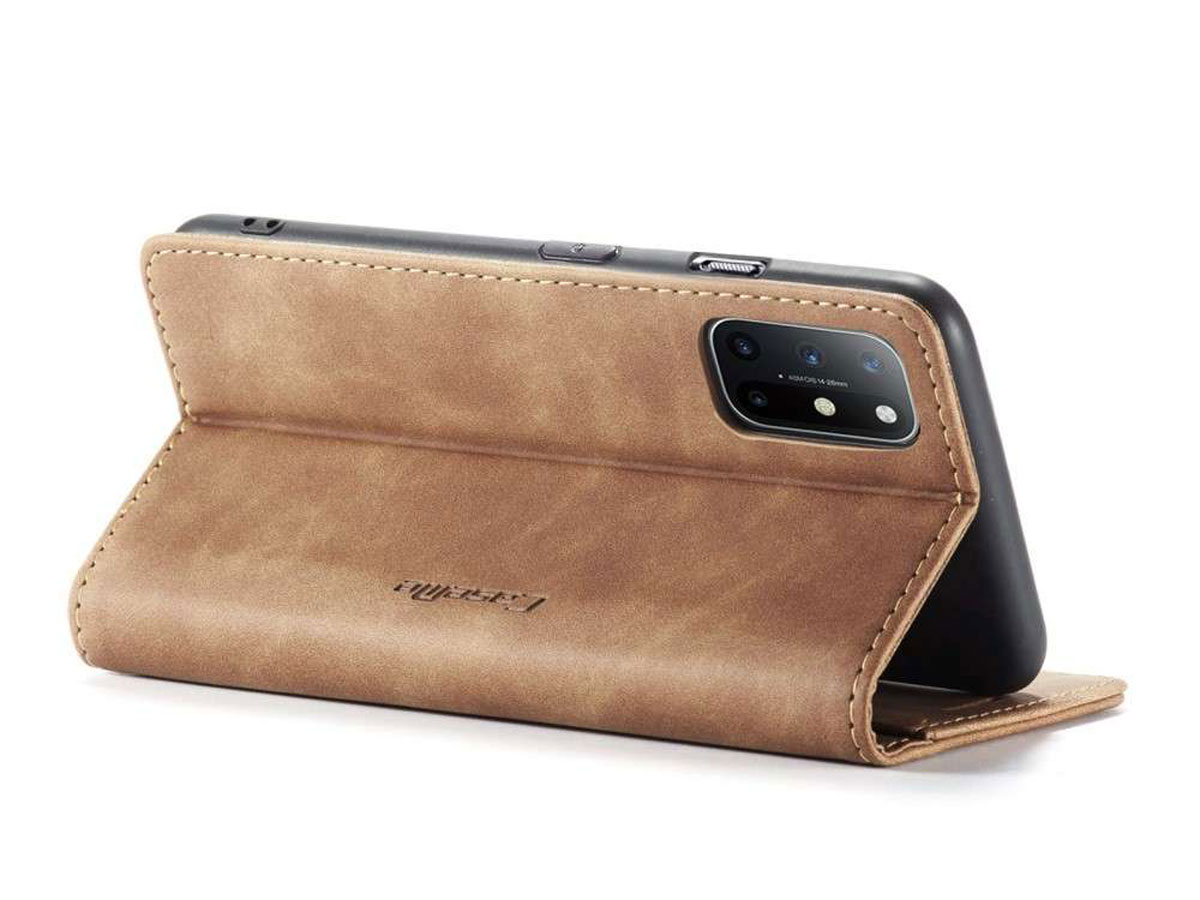 CaseMe Vintage BookCase Tan - OnePlus 8T hoesje