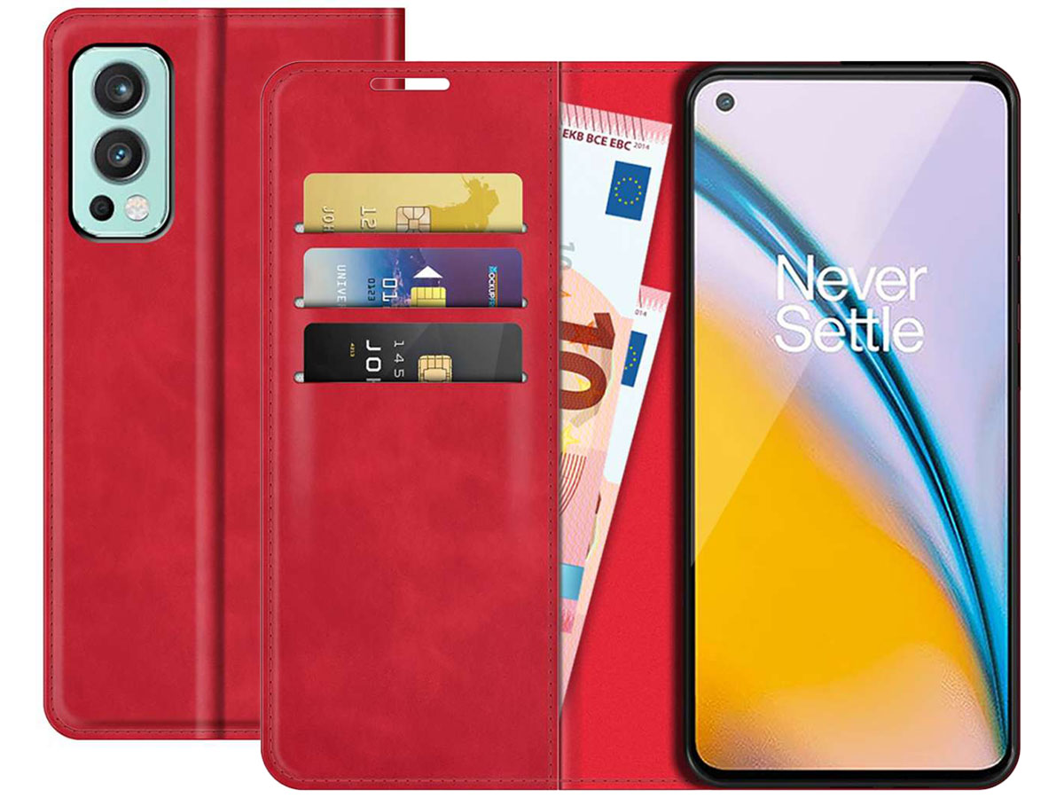 SHOYAO Telefoonhoes Portemonnee Folio-hoesje for ONEPLUS NORD 2 5G, Premium PU-leer Slim-fit hoes for NORD 2 5G, Horizontale kijkstandaard, waard om te hebben, Grijs