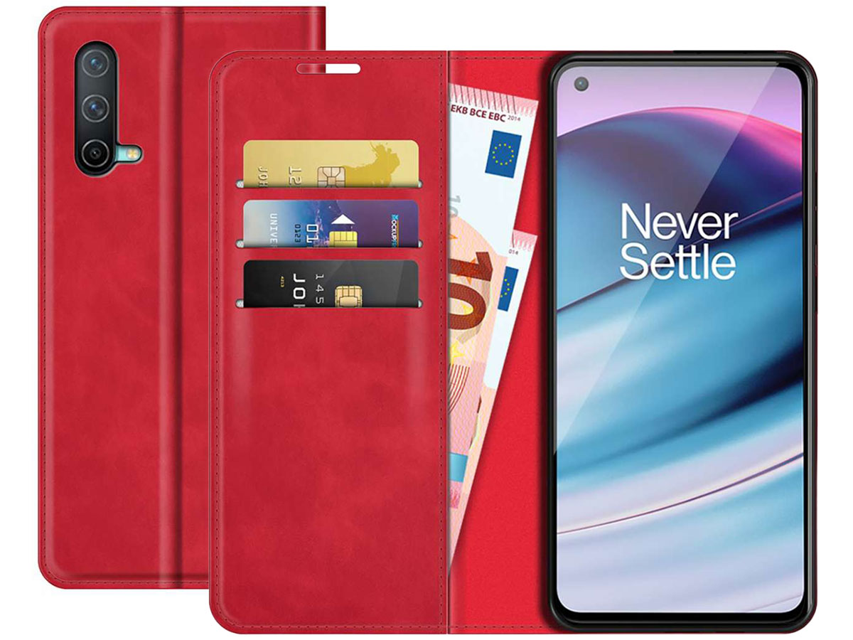 Just in Case Magnetic BookCase Rood - OnePlus Nord CE 5G hoesje