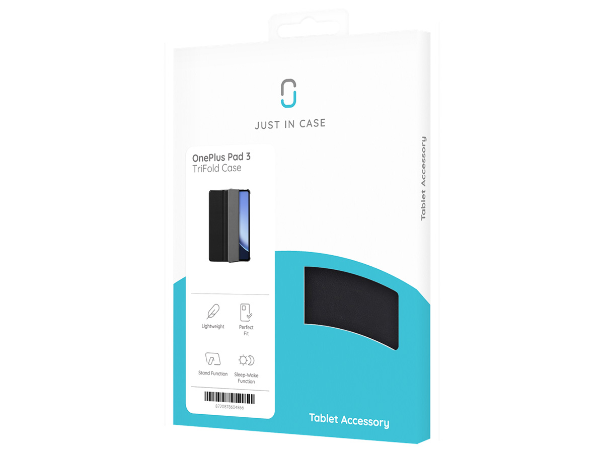 Just in Case Smart Cover Stand Case Zwart - OnePlus Pad 3 Hoesje