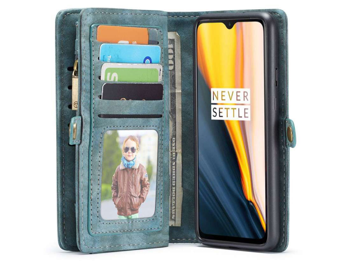 CaseMe True Wallet Case met Ritsvakje Blauw - OnePlus 7 Hoesje