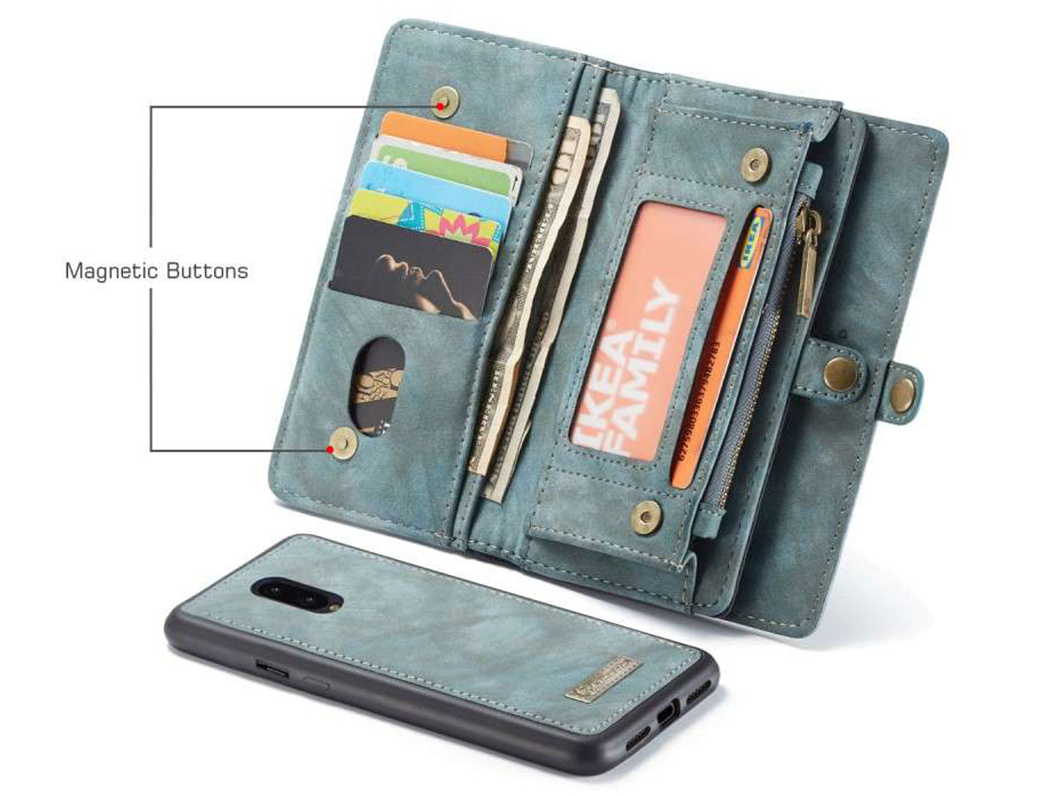 CaseMe True Wallet Case met Ritsvakje Blauw - OnePlus 7 Hoesje