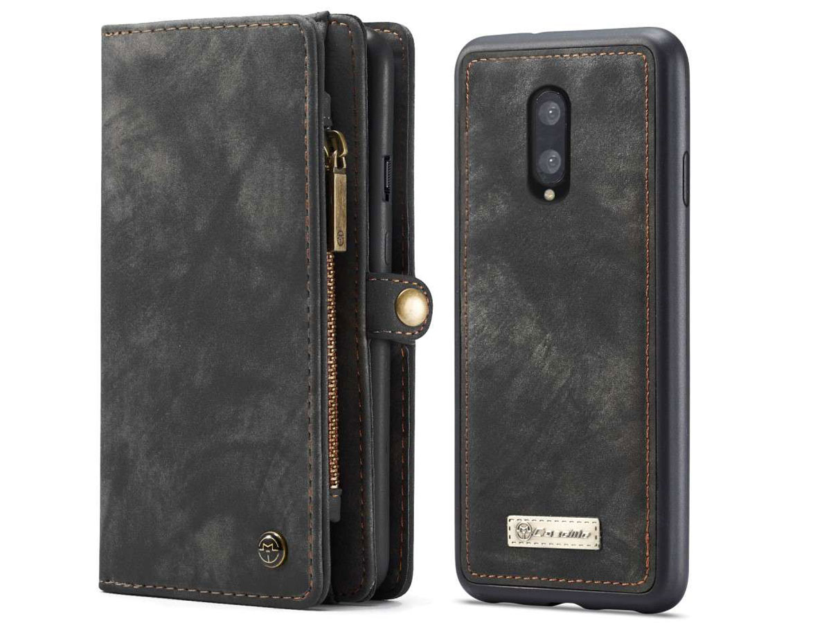 CaseMe True Wallet Case met Ritsvakje Zwart - OnePlus 7 Hoesje