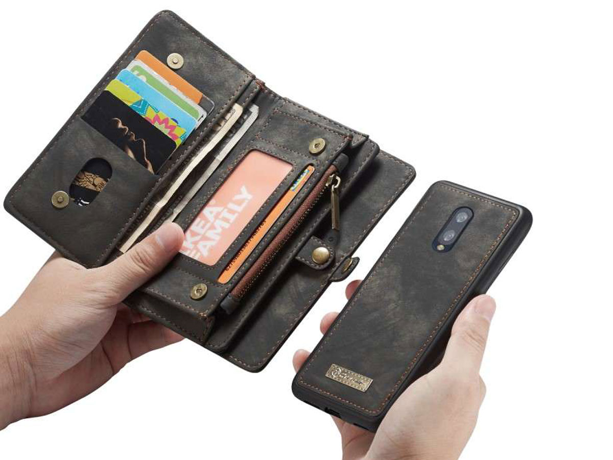CaseMe True Wallet Case met Ritsvakje Zwart - OnePlus 7 Hoesje