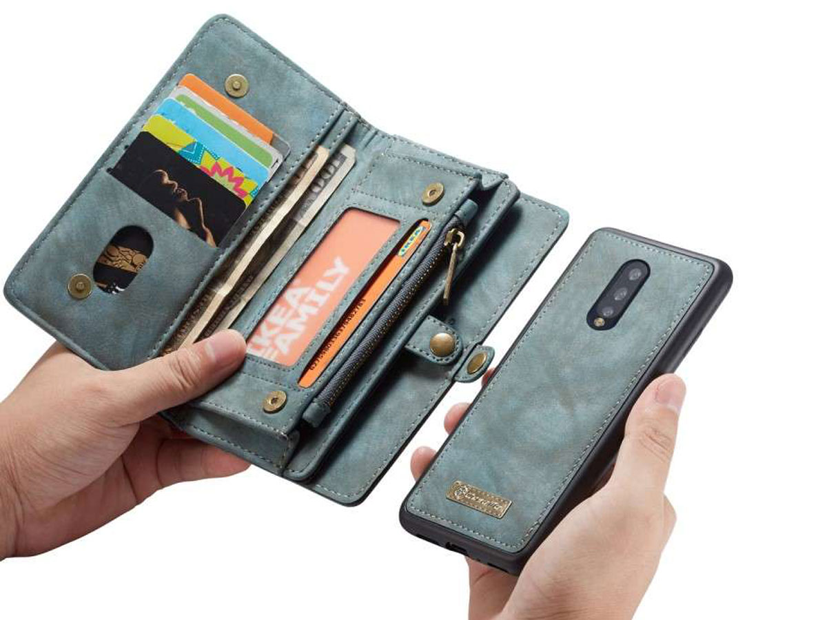 CaseMe True Wallet Case met Ritsvakje Blauw - OnePlus 7 Pro Hoesje