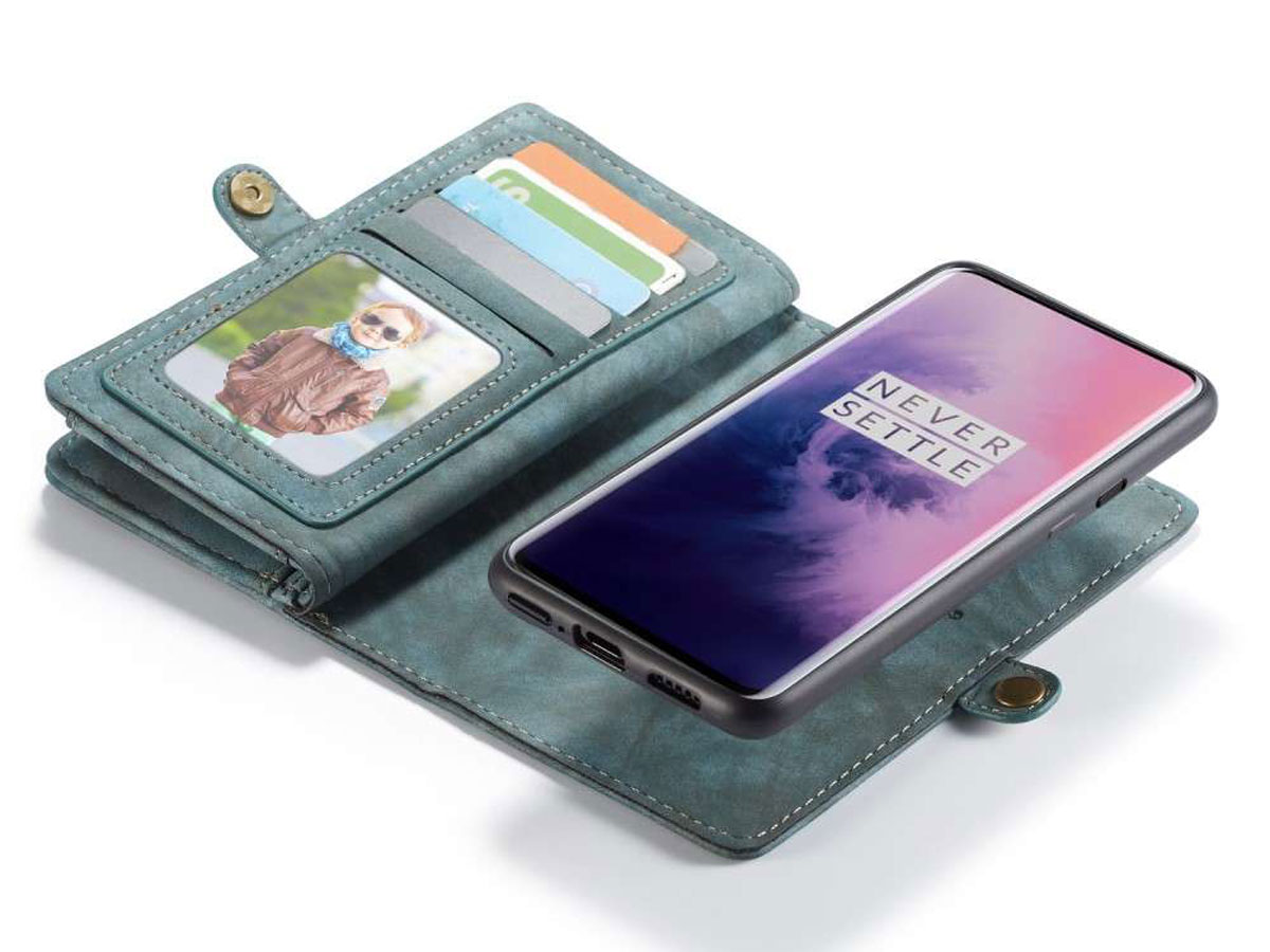 CaseMe True Wallet Case met Ritsvakje Blauw - OnePlus 7 Pro Hoesje