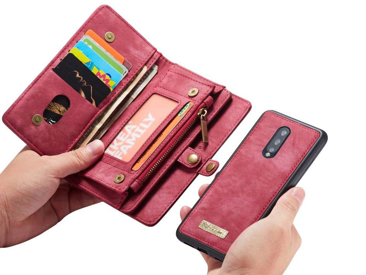 CaseMe True Wallet Case met Ritsvakje Rood - OnePlus 7 Pro Hoesje