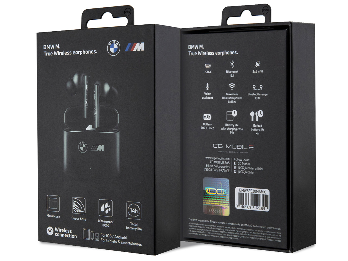 BMW M True Wireless EarPods Zwart - Bluetooth Draadloze Oordopjes