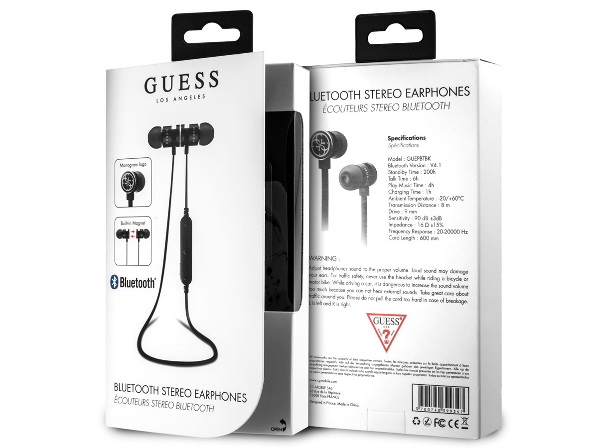 Guess Wireless In-Ear Bluetooth Oordopjes - Zwart