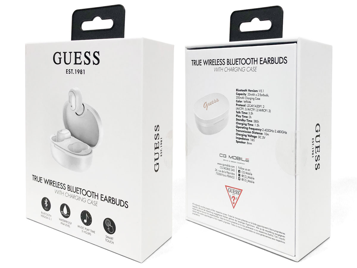 Guess True Wireless EarPods Wit - Bluetooth Oordopjes