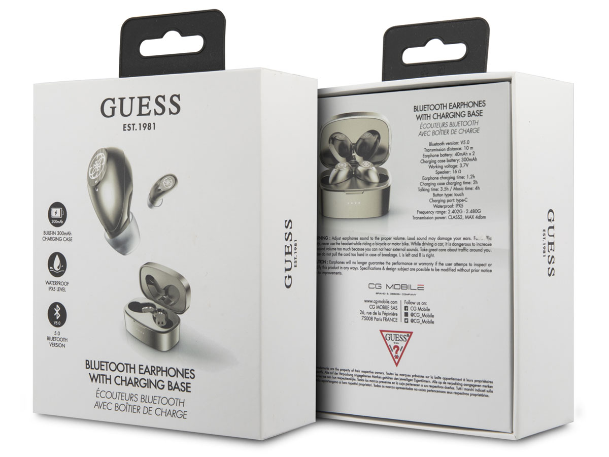 Guess Wireless Earbuds Goud - Bluetooth Oordopjes met Charging Case