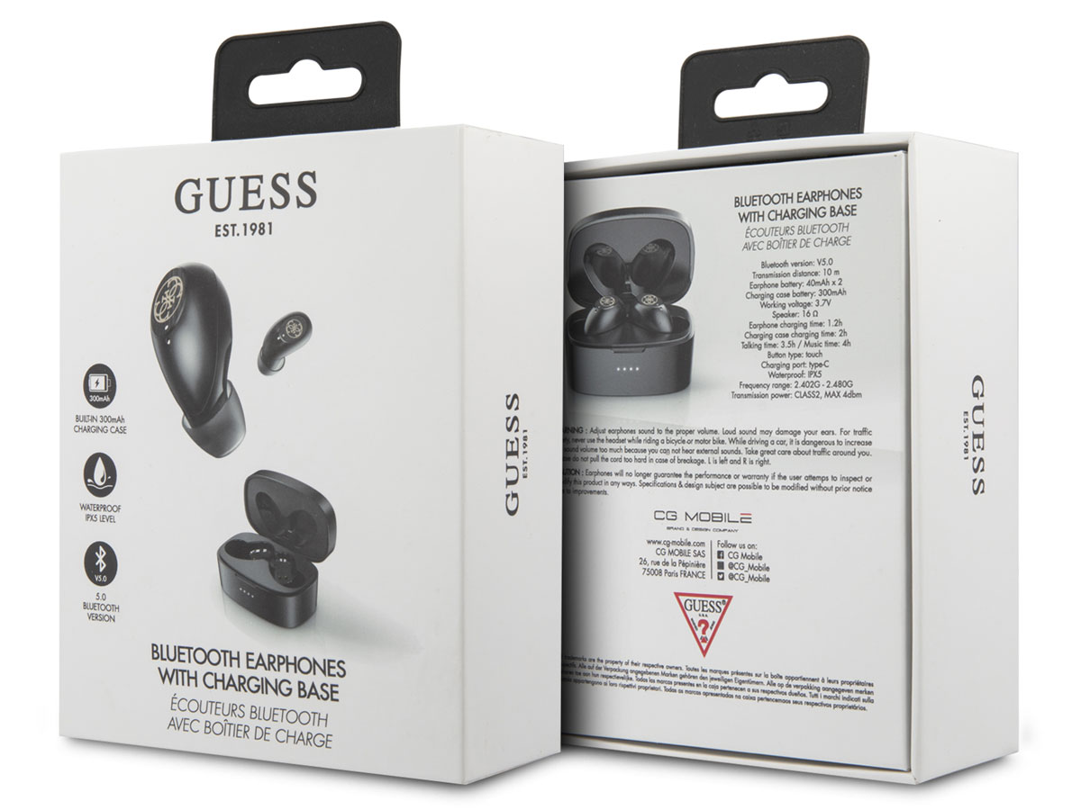 Guess Wireless Earbuds Zwart - Bluetooth Oordopjes met Charging Case