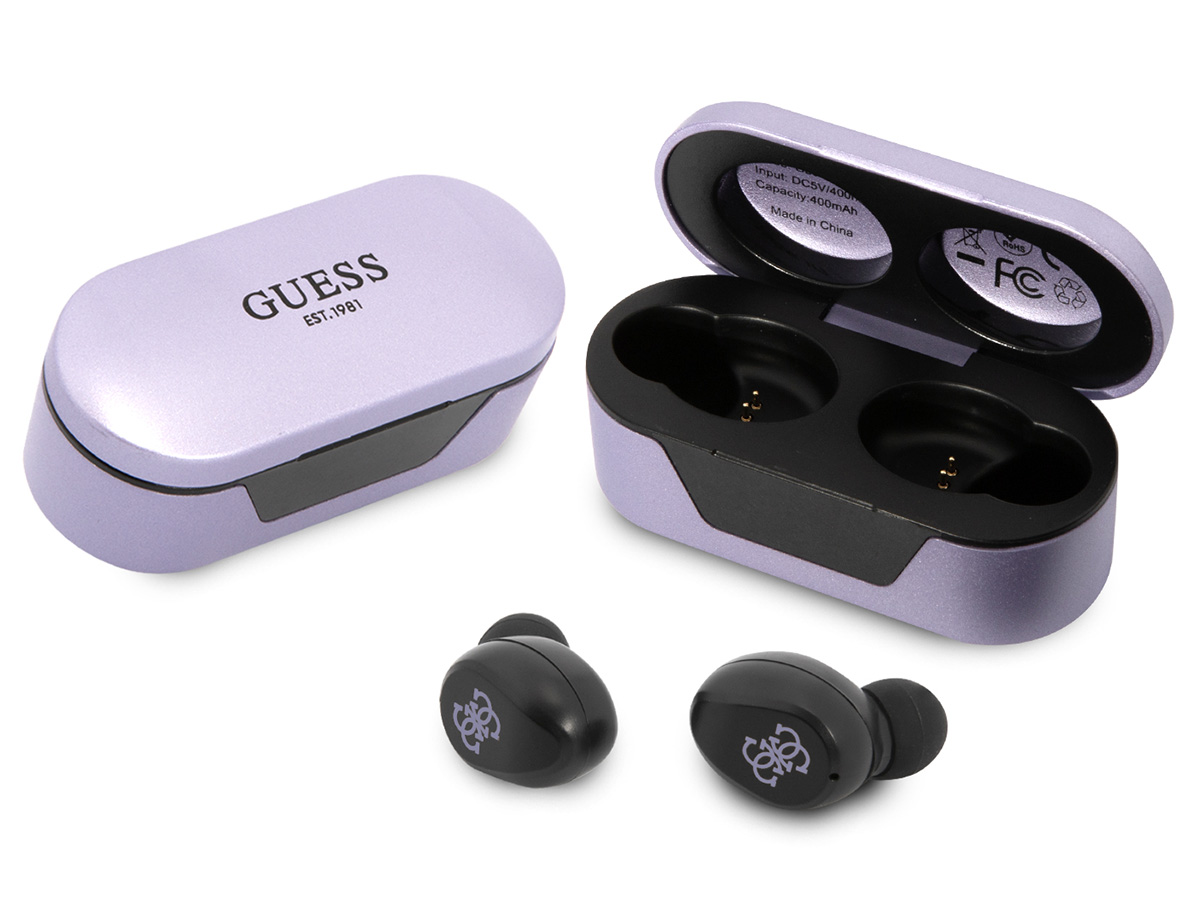 Guess Wireless Earbuds Paars - Bluetooth Oordopjes met LED Charging Case