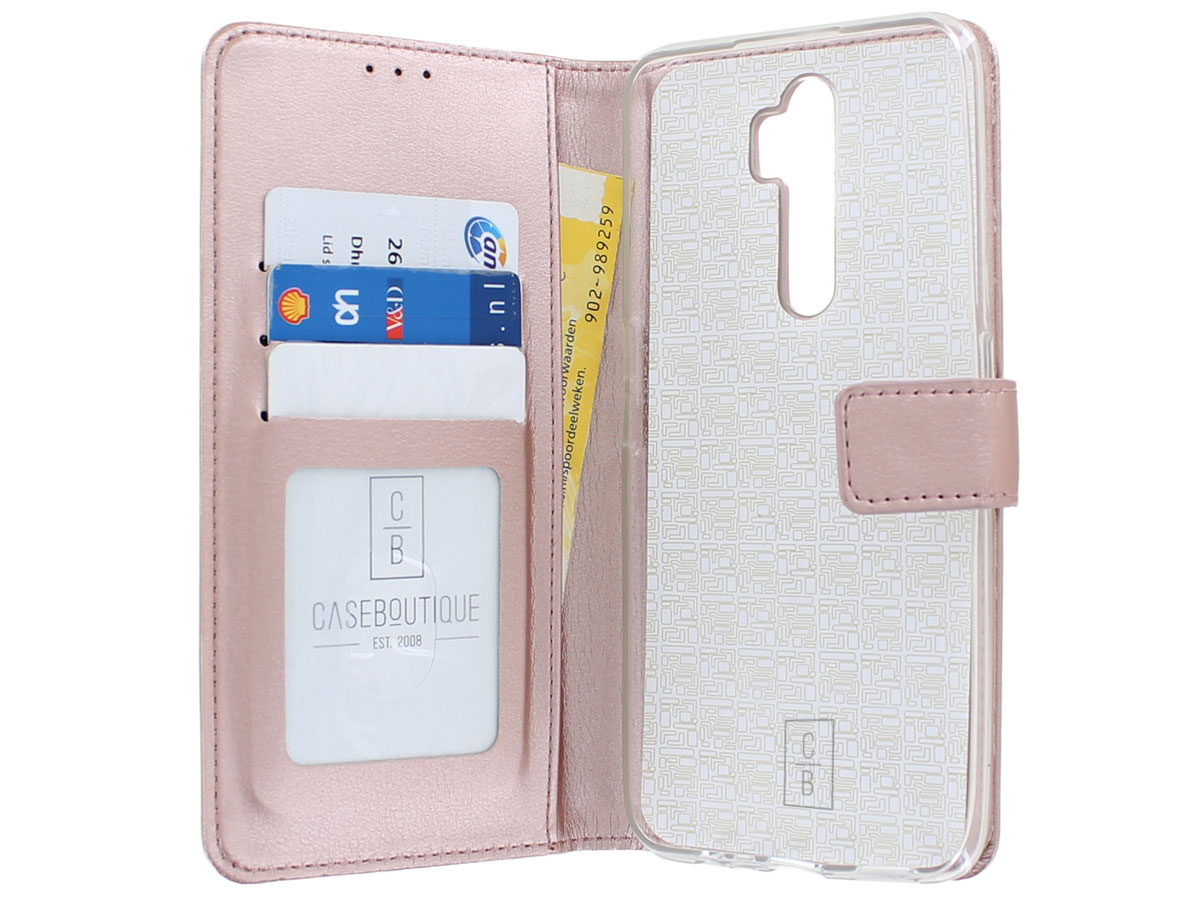 Bookcase Mapje Rosé Goud - Oppo A5 (2020) hoesje