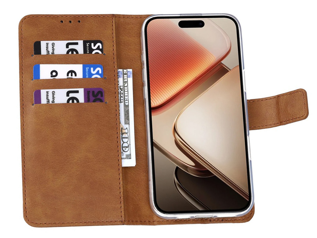 CaseBoutique Classic Card Wallet Bruin - Oppo A5 5G hoesje
